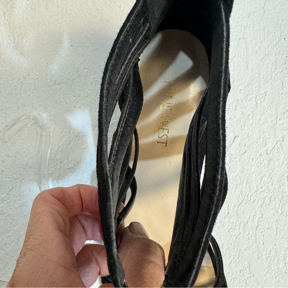 Nine West Black Ribcage Ankle wedge Heels woman's 9.5 - Picture 6 of 8